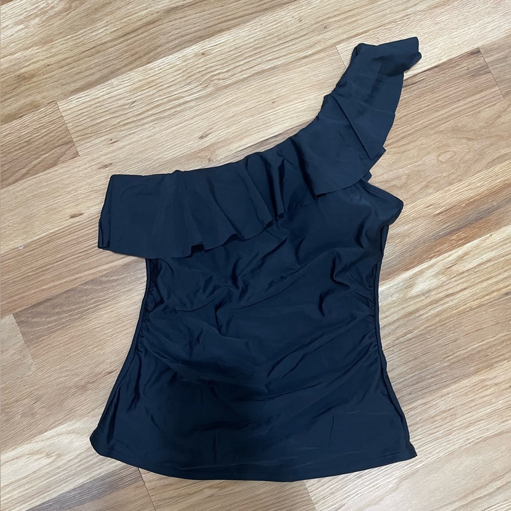 SWIMSUIT TOP / black one shoulder (M) NWT